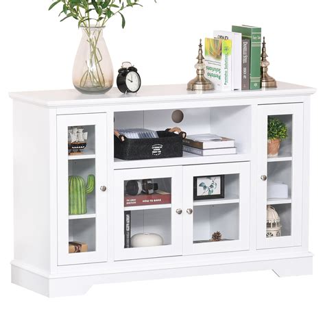 Homcom Modern Kitchen Sideboard Storage Cabinet Wglass Door White