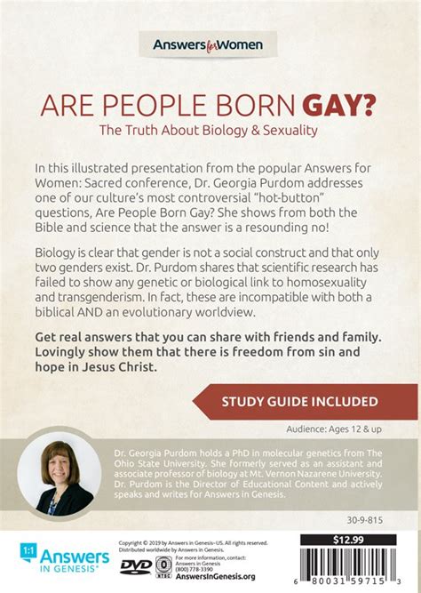 Are People Born Gay Dvd Answers In Genesis