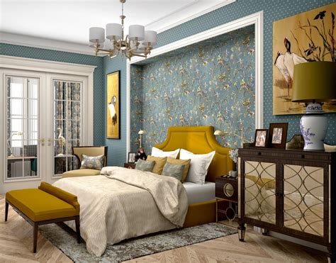The living room is usually designed as well and as attractive as possible so that people who come to visit feel yellow wooden armchair in bright living room interior with posters above grey sofa real photo. How to Make Bedroom Interior Psychologically Harmonious ...