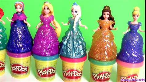 play doh sparkle princess ariel elsa anna disney frozen magiclip glitter glider magic clip dolls