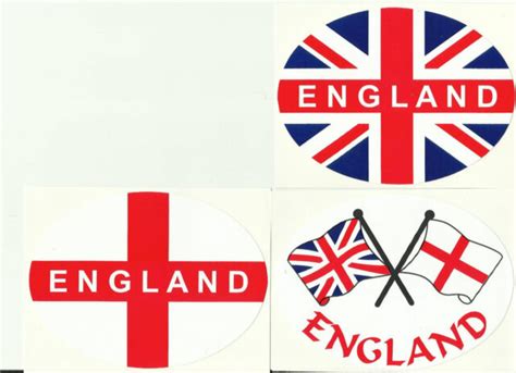Set Of 3 England English Flag Oval External Car Bumper Sticker Decals