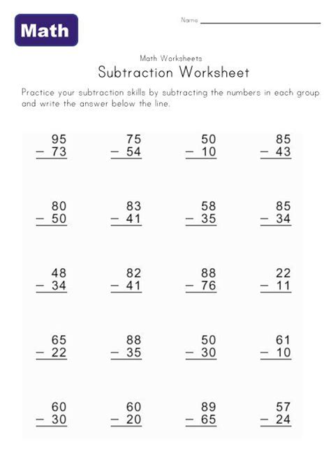 Learning of these two topics sets them ready for learning multiplication and division. Subtraction Worksheets - Without Borrowing | Math subtraction, Math subtraction worksheets ...
