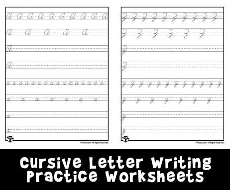 These are great for keeping around the classroom or study room at home. Cursive Writing Practice Worksheets - Woo! Jr. Kids Activities