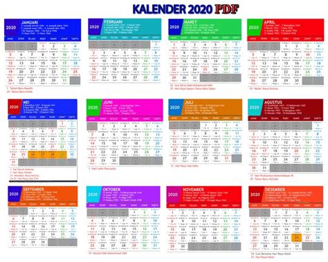 Kalender 2020 Pdf Lengkap Gratis Indonesia Jawa Hijriyah Kalender