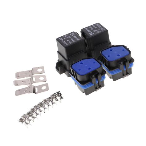4 Sets 12v 40a 5 Pin Relay And Relay Holder Socket Integrated With