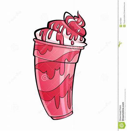 Milkshake Cartoon Strawberry Syrup Cherry Cream Crea