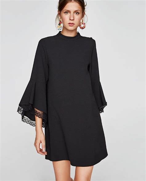 Ruffled Dress With Lace Trims From Zara Black Dresses Classy Little