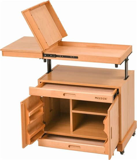 Meeden Artist Taboret Rolling Cart Solid Beech Wood Artist Storage