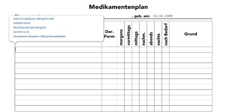 Beim ausfüllen eines rezepts muss künftig auch der medikationsplan mit bedacht wo finde ich einen einfachen medikamentenplan zum ausfüllen und ausdrucken? Features — T2med