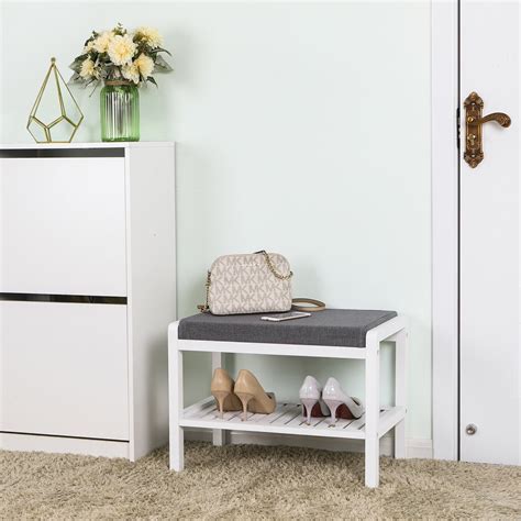 Organize your shoes & also use as a bench as these come with cushions. Modern-Entryway-Bench-With-Storage-Small-White-With-Grey ...