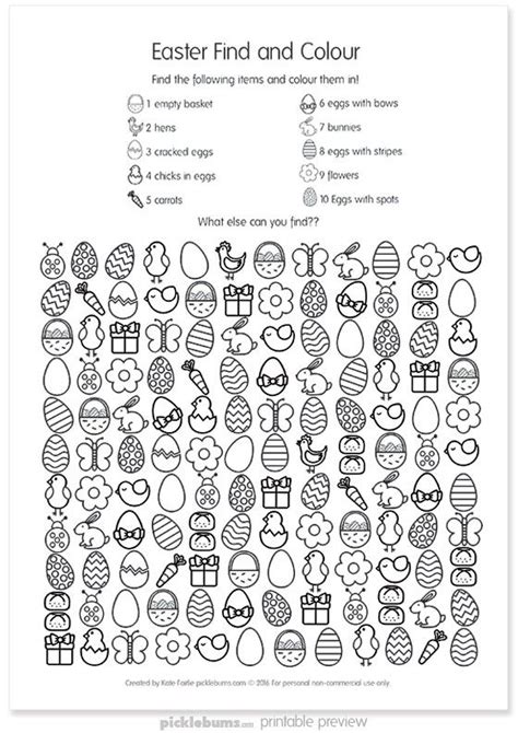 Free Printable Easter Find And Colour Activity Easter Worksheets