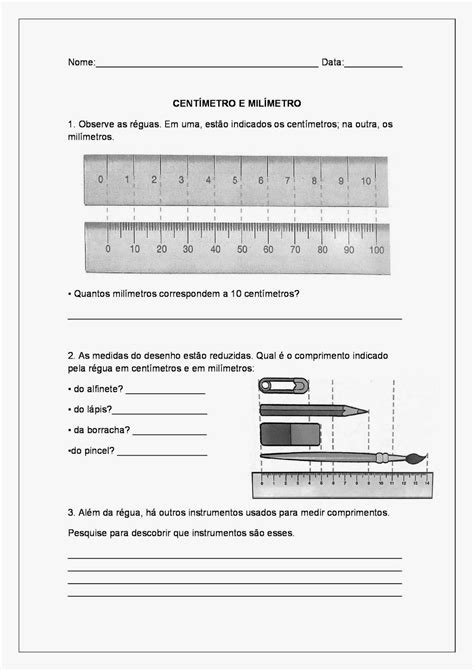 Atividades Com Medidas De Comprimento Para O 3o Ano