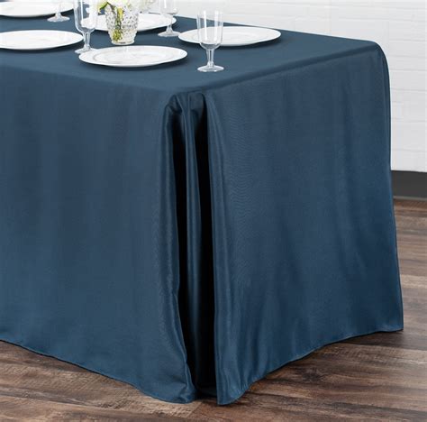 90x156 Rectangular Oblong Polyester Tablecloth Navy Blue Cv Linens