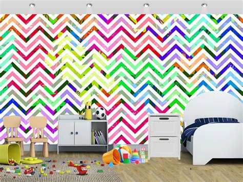 Colourful Multi Tone Chevron Geometric Wallpaper Wall