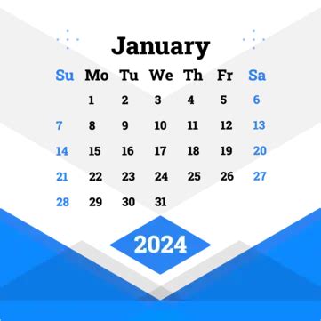 January Minimalist Monthly Calendar Vector January Calendar