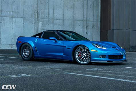 Blue Chevrolet C6 Z06 Corvette Polished Ccw Classic Beadlock Wheels With A Satin Black Ring