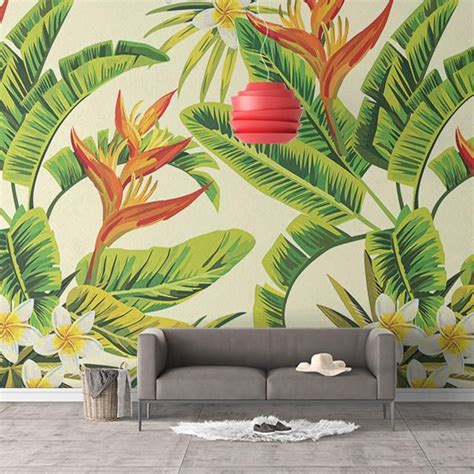 Custom Mural Wallpaper Tropical Plants ㎡ Custom Murals