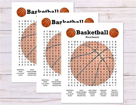 Set Of 3 Basketball Games Word Search Word Scramble Etsy España