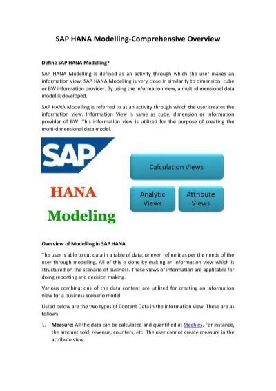 Sap Hana Modelling Comprehensive Overview