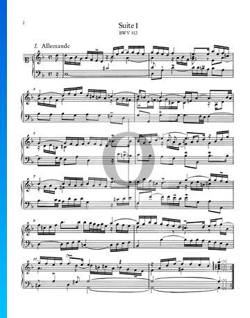 Französische Suite Nr 1 d Moll BWV 812 1 Allemande Noten Piano Solo von Johann Sebastian