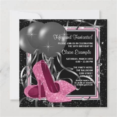 Elegant Pink High Heels Birthday Party Invitation Zazzle Th