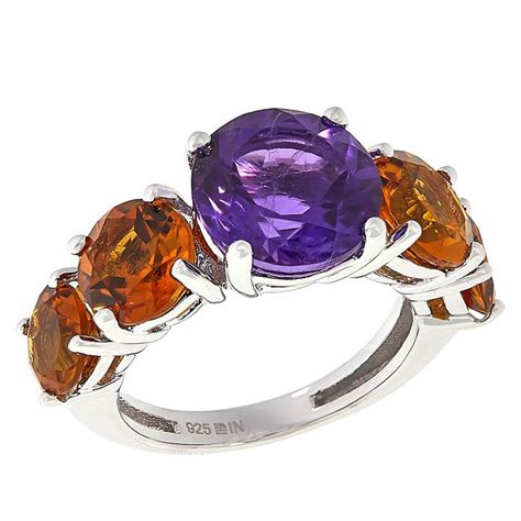 Colleen Lopez Sterling Silver African Amethyst and Gemstone Ring