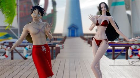 Mmd One Piece Luffy And Hancock Summertime Original Camera Dl Youtube