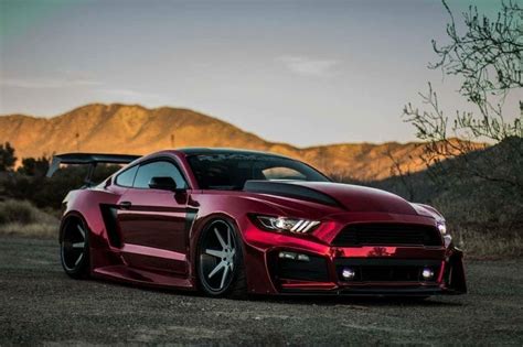 Futuristic Red Mustang In The Desert