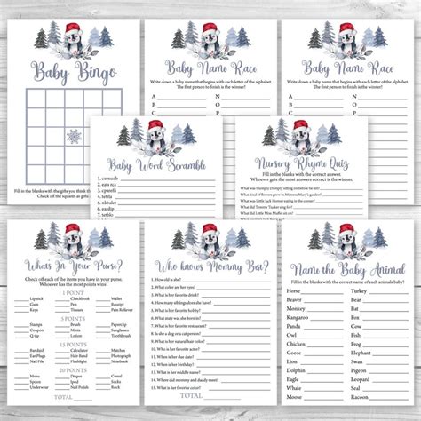 Winter Baby Shower Game Package 8 Printable Winter Baby Etsy