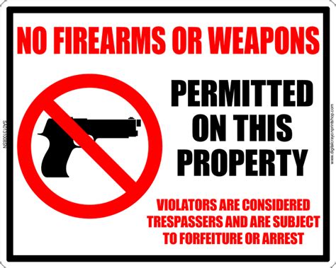 No Firearms Or Weapons Permitted Notice Sign Digital Crayon