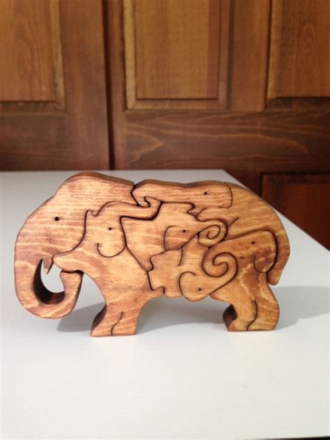 Wooden Elephant Legion Scroll Saw Puzzle Handmade 6 Pieces Etsy