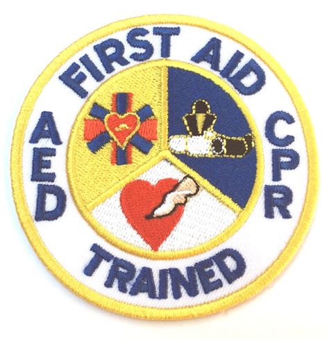 First Aid Aed Cpr Trained Patch 3 Inch Embroidered Iron Or Etsy