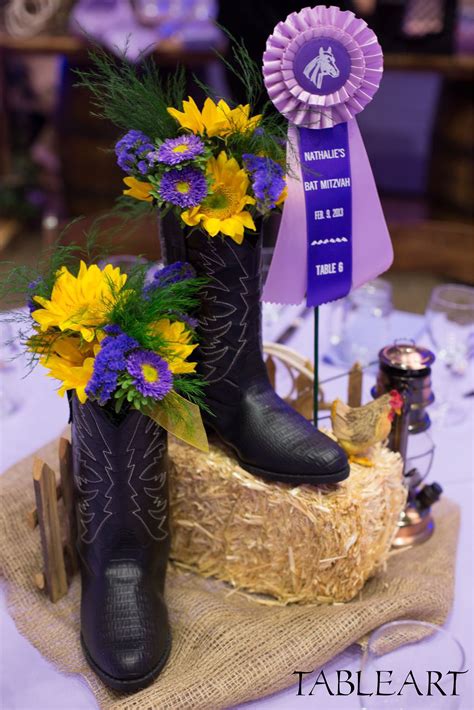 Boots With Flowers Cowboy Party Decorations Western Centerpieces