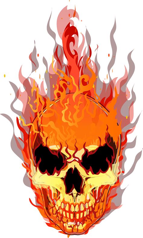 Skull T Shirt Fire Flame Vector Skull Png Download 15962658 Free