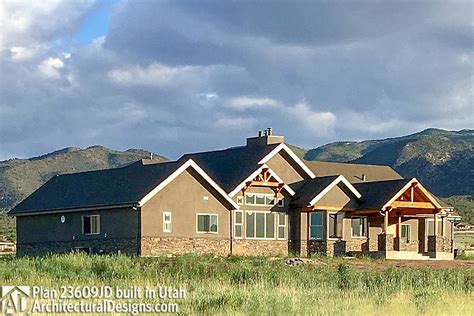 One Story Mountain Ranch Home With Options 23609jd Architectural