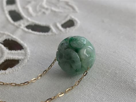 Carved Jadeite Necklace 14k JN2