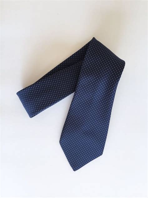 Navy Blue Slim Necktie Austin Manor Blue Necktie With Small Gray Dots
