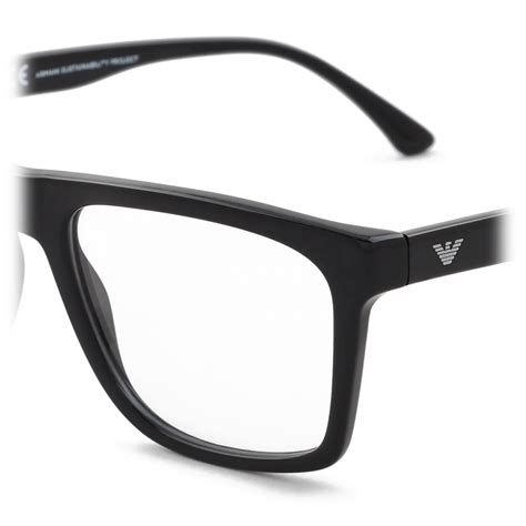 Giorgio Armani Mens Eyeglasses In Bio Acetate Black Eyeglasses