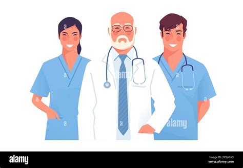 Vector Illustration Of A Medical Team Group Of Physicians Practitioners Doctors Stock Vector