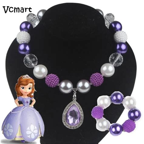 Vcmart 1 Set Princess Sofia Girl Necklace Girls Bubblegum Necklace