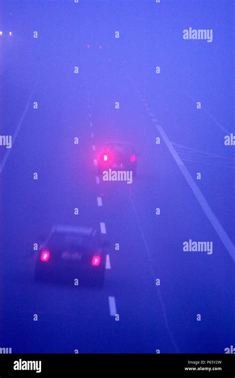 Thick Fog On Motorway Stock Photo Alamy