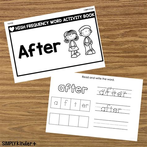 After Sight Word Book Activity Book Simply Kinder Plus