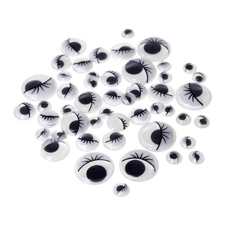 Assorted Small Googly Eyes Lashes Self Adhesive Sticker Black 38
