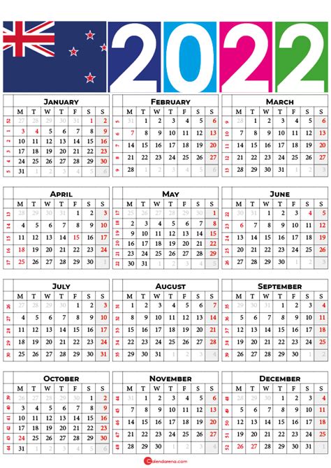 Free Printable Calendar 2022 New Zealand Ashley