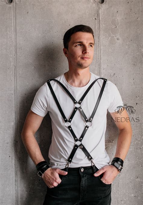 Mens Leather Harnessmens Body Harnesseschest Harness Etsy