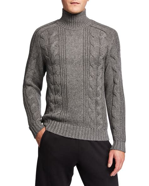 Vince Mens Solid Cable Knit Turtleneck Sweater Neiman Marcus