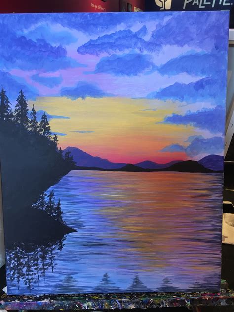Acrylic Painting Of A Sunset Sunset Painting Painting Acrylic Artwork