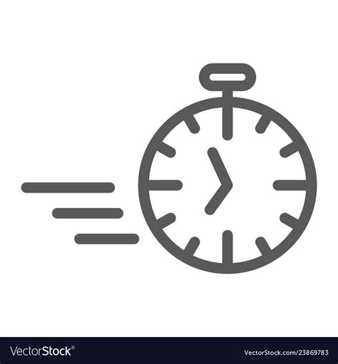 Fast Stopwatch Line Icon Time And Speed Timer Vector Image