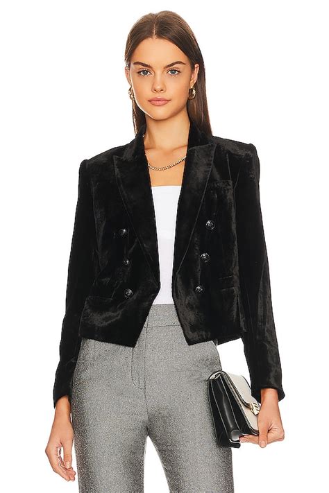L AGENCE Brooke Double Breasted Crop Blazer In Black REVOLVE