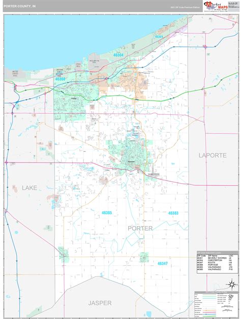 Porter County In Wall Map Premium Style By Marketmaps